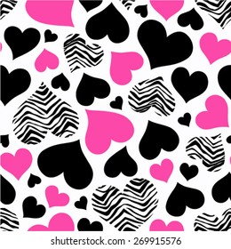 Zebra Hearts Seamless