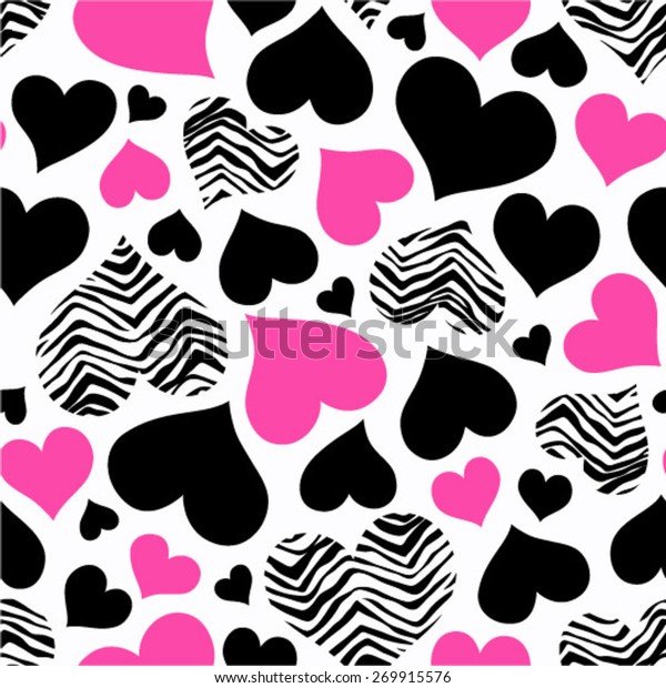 Zebra Hearts Seamless Stock Vector (Royalty Free) 269915576