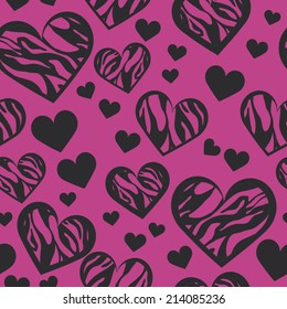 Zebra Hearts Seamless Repeat Background