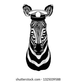 Zebra, horse Hand drawn image for tattoo, emblem, badge, logo, patch, t-shirt