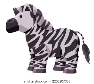 Zebra horse like african animal with stripe cute adorable cartoon doll style vector illustration