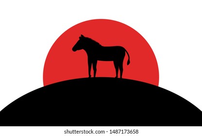 Zebra icon, african animal, silhouette art image, vector illustration isolated on white background