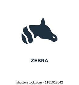 Zebra icon. Black filled vector illustration. Zebra symbol on white background. Can be used in web and mobile.
