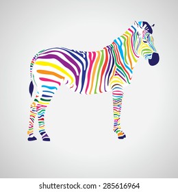 zebra icon. multicolored stripes. animal symbol 