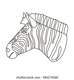 Zebra icon in outline style isolated on white background. Realistic animals symbol stock vector illustration.