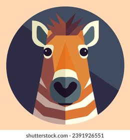 Zebra illustration in flat icon style