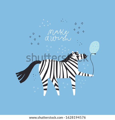 Zebra illustration with make a wish typography