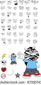 zebra kid cartoon set in vector format
