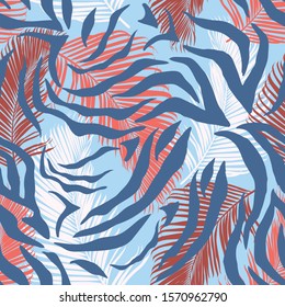 Zebra and leaves. Vector pattern.