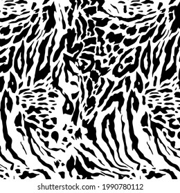 Zebra und Leoparden schwarz weißen Stoffdruck digital.