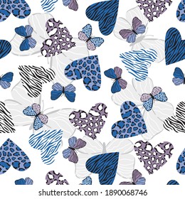 zebra Leopard pattern print butterflies and hearts design