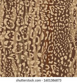 Zebra and leopard seamless pattern in vector, brown background, fashionable print stripes.