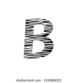 Zebra Letter B Logo Design with Black and White Stripes Vector. Monochrome B Zebra logo