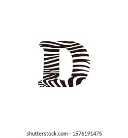 Zebra Letter D Logo Icon Design Created with Black and White Stripes Vector. 