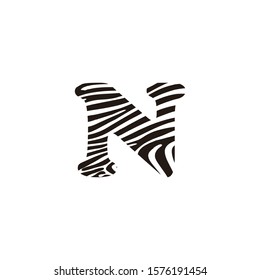 Zebra Letter N Logo Icon Design Created with Black and White Stripes Vector. 