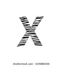 Zebra Letter X Logo Design with Black and White Stripes Vector. Monochrome X Zebra logo