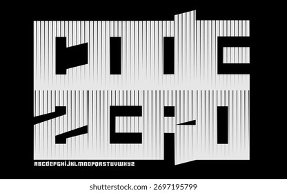 Zebra Line Display Font - Alfabeto moderno de rayas para diseño futurista, tecnológico y minimalista