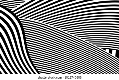 Diseño de líneas de cebra con vectores de franjas en blanco y negro, textura de moda en franjas, impresión en cebra