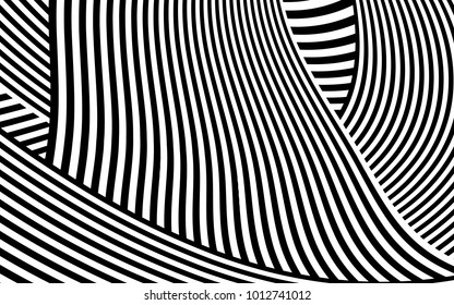 Diseño de líneas de cebra con vectores de franjas en blanco y negro, textura de moda en franjas, impresión en cebra