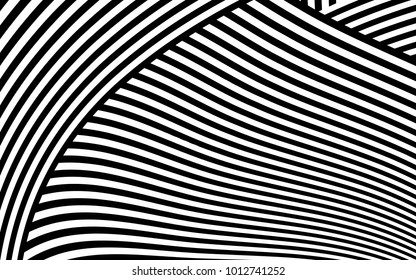 Diseño de líneas de cebra con vectores de franjas en blanco y negro, textura de moda en franjas, impresión en cebra