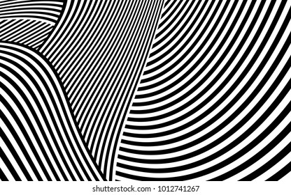 Diseño de líneas de cebra con vectores de franjas en blanco y negro, textura de moda en franjas, impresión en cebra