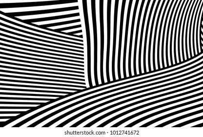 Diseño de líneas de cebra con vectores de franjas en blanco y negro, textura de moda en franjas, impresión en cebra