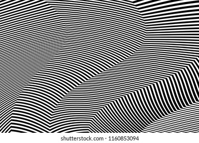Diseño de líneas de cebra con vectores de franjas en blanco y negro, textura de moda en franjas, impresión en cebra