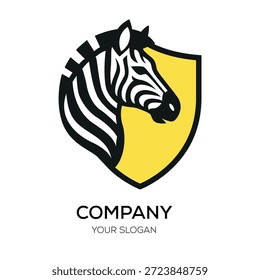 Plantilla de diseño de logotipo de cebra Escudo de cebra