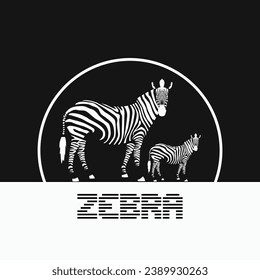 Zebra Logo Design. white animal with black stripes