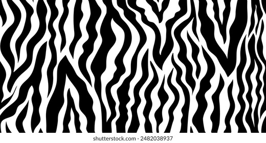 Zebra monochrome seamless pattern. Repeating stripes motif. Wildlife, natural camouflage texture. Great for textile, fabric, wallpaper, wrapping, scrapbook and packaging	