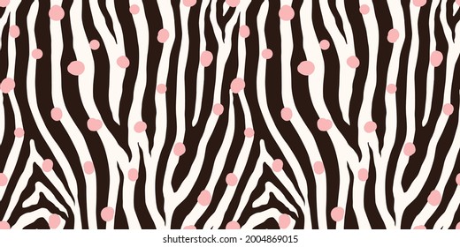 Zebra monochrome seamless pattern. Vector animal skin print. Fashion stylish organic texture.