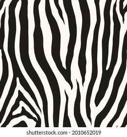 Zebra monochrome seamless pattern. Vector animal skin print. Fashion stylish organic texture. 