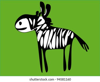 Zebra on green background