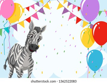 Zebra on party template illustration