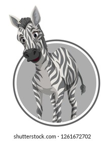 A zebra on sticker banner illustration
