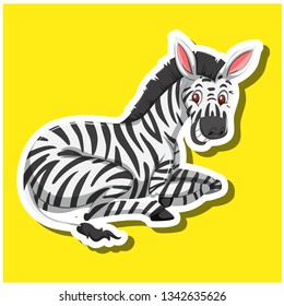 Una cebra sobre la ilustración de fondo amarillo