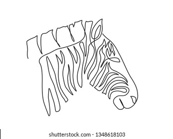 Zebra One line drawing. Continuous line minimalist style vector illustration
