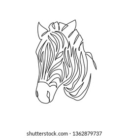 Zebra One line drawing. Continuous line minimalist style vector illustration