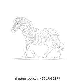 Zebra Um desenho de linha. Linha contínua minimalista estilo ilustração vetorial, Dia Mundial do Bem-Estar Animal Zebra Line Art. Black and white zebra straps