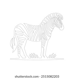 Zebra Um desenho de linha. Linha contínua minimalista estilo ilustração vetorial, Dia Mundial do Bem-Estar Animal Zebra Line Art. Black and white zebra straps