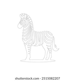 Zebra One line drawing. Continuous line minimalist style vector illustration, World Animal Welfare day Zebra Line Art. Black and white zebra straps