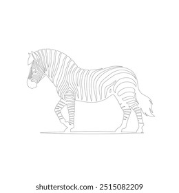 Zebra Um desenho de linha. Linha contínua minimalista estilo ilustração vetorial, Dia Mundial do Bem-Estar Animal Zebra Line Art. Black and white zebra straps