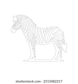 Zebra One line drawing. Continuous line minimalist style vector illustration, World Animal Welfare day Zebra Line Art. Black and white zebra straps