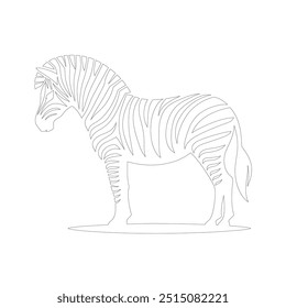 Zebra One line drawing. Continuous line minimalist style vector illustration, World Animal Welfare day Zebra Line Art. Black and white zebra straps