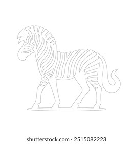 Zebra One line drawing. Continuous line minimalist style vector illustration, World Animal Welfare day Zebra Line Art. Black and white zebra straps