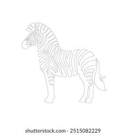 Zebra Um desenho de linha. Linha contínua minimalista estilo ilustração vetorial, Dia Mundial do Bem-Estar Animal Zebra Line Art. Black and white zebra straps