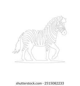 Zebra Um desenho de linha. Linha contínua minimalista estilo ilustração vetorial, Dia Mundial do Bem-Estar Animal Zebra Line Art. Black and white zebra straps
