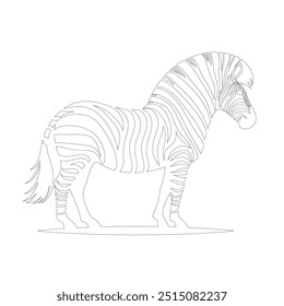 Zebra One line drawing. Continuous line minimalist style vector illustration, World Animal Welfare day Zebra Line Art. Black and white zebra straps