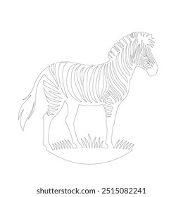 Zebra Um desenho de linha. Linha contínua minimalista estilo ilustração vetorial, Dia Mundial do Bem-Estar Animal Zebra Line Art. Black and white zebra straps