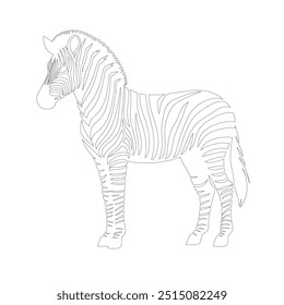 Zebra Um desenho de linha. Linha contínua minimalista estilo ilustração vetorial, Dia Mundial do Bem-Estar Animal Zebra Line Art. Black and white zebra straps